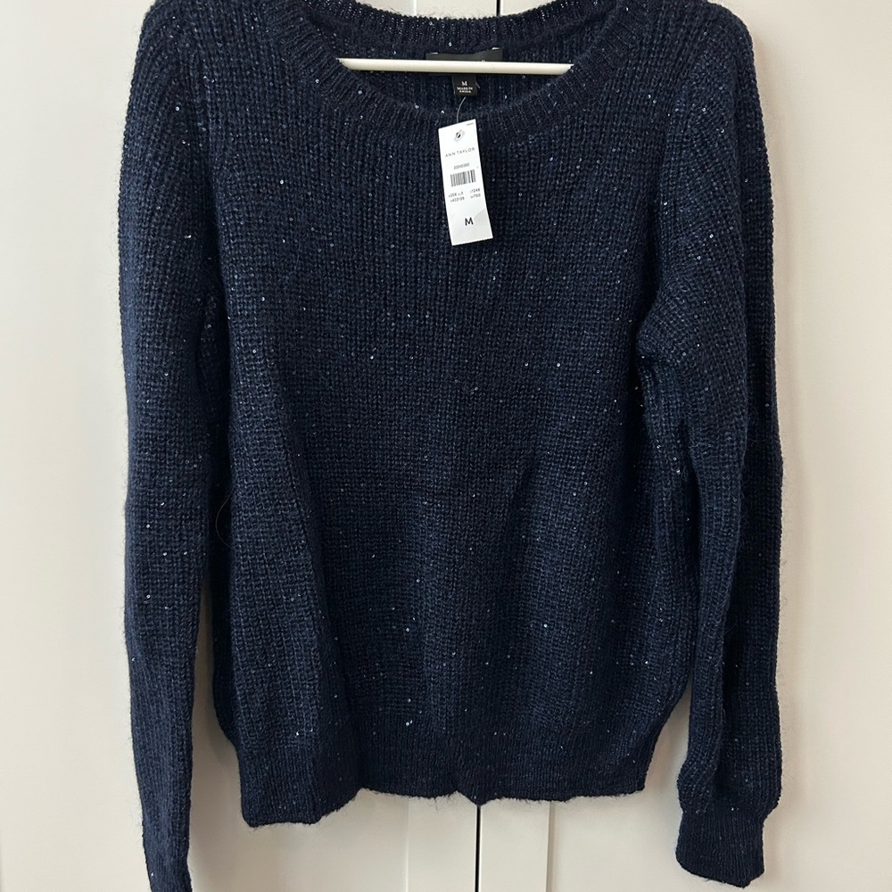 Ann Taylor Women's Sequin Sweater in Navy M